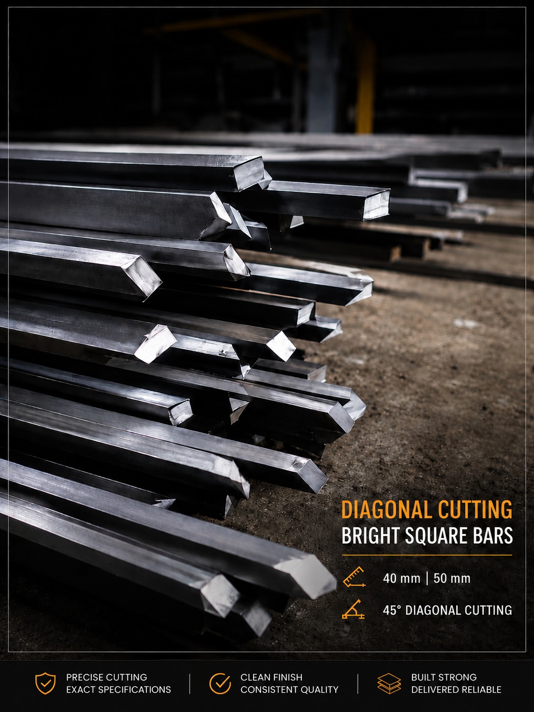 Mild Steel Square Bright Bar manufactured by Steel Experts India